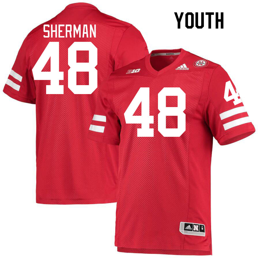 Youth #48 MJ Sherman Nebraska Cornhuskers College Football Jerseys Stitched Sale-Red - Click Image to Close